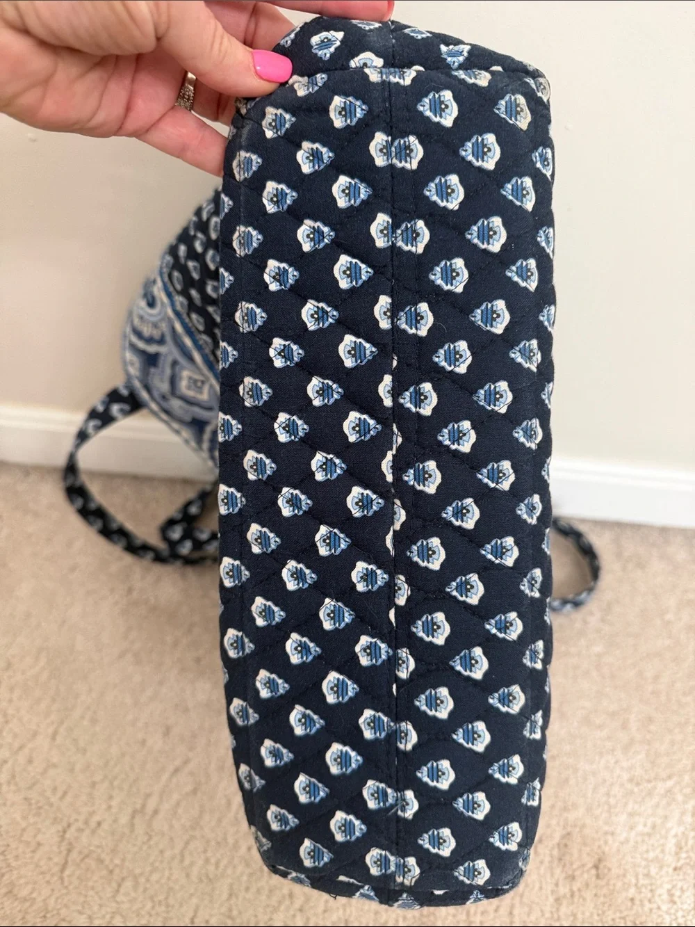 Vera Bradley Navy and Light Blue Paisley Quilted Tote